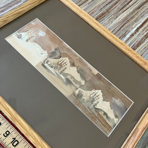 Mountain Forest Wooden Marquetry Framed Picture Inlay Wood Panel Caelin Artworks - Picture 5 of 6